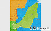 Physical 3D Map of Boven Suriname, political outside