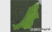 Satellite 3D Map of Boven Suriname, darken, semi-desaturated