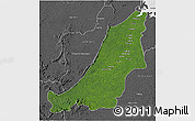Satellite 3D Map of Boven Suriname, desaturated