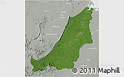 Satellite 3D Map of Boven Suriname, lighten, semi-desaturated
