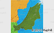 Satellite 3D Map of Boven Suriname, political outside