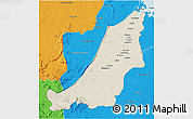 Shaded Relief 3D Map of Boven Suriname, political outside