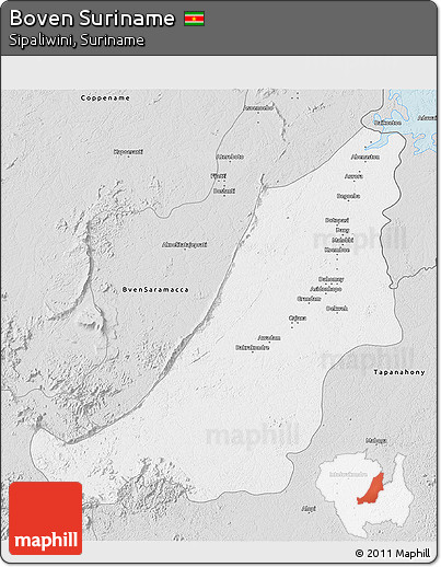 Silver Style 3D Map of Boven Suriname