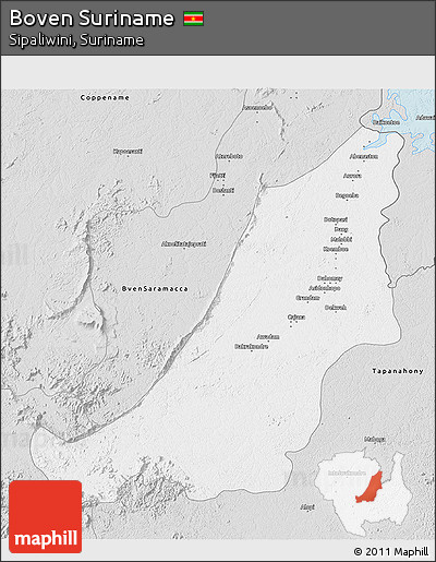 Silver Style 3D Map of Boven Suriname