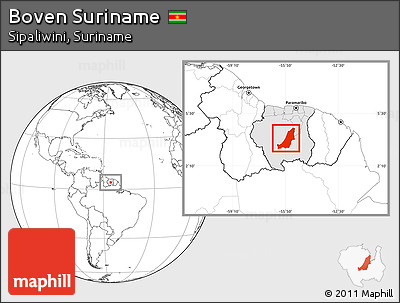 Blank Location Map of Boven Suriname, highlighted country