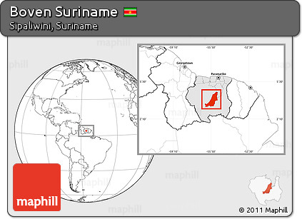 Blank Location Map of Boven Suriname, highlighted country
