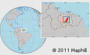 Gray Location Map of Boven Suriname, within the entire country