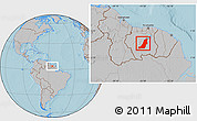 Gray Location Map of Boven Suriname, hill shading
