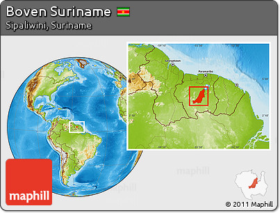 Physical Location Map of Boven Suriname