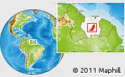 Physical Location Map of Boven Suriname, highlighted country, within the entire country