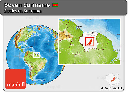 Physical Location Map of Boven Suriname, highlighted country