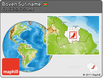 Physical Location Map of Boven Suriname, highlighted country