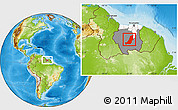 Physical Location Map of Boven Suriname, highlighted country, highlighted parent region
