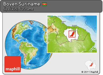 Physical Location Map of Boven Suriname, highlighted parent region
