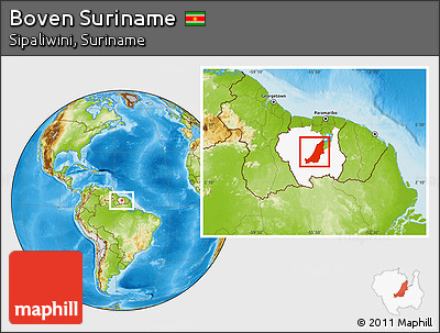 Physical Location Map of Boven Suriname, highlighted parent region