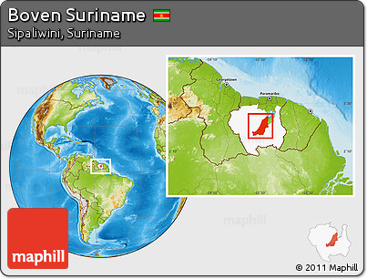 Physical Location Map of Boven Suriname, highlighted parent region