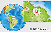 Physical Location Map of Boven Suriname, highlighted parent region