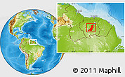Physical Location Map of Boven Suriname