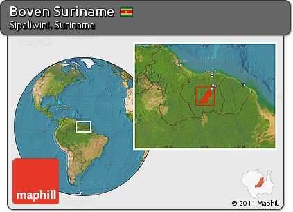 Satellite Location Map of Boven Suriname