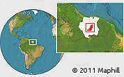 Satellite Location Map of Boven Suriname, highlighted country