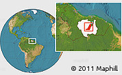 Satellite Location Map of Boven Suriname, highlighted parent region