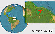 Satellite Location Map of Boven Suriname