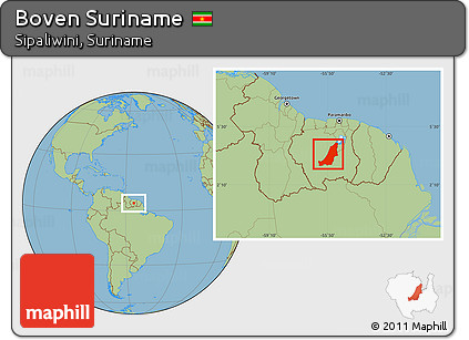 Savanna Style Location Map of Boven Suriname