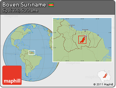 Savanna Style Location Map of Boven Suriname