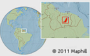 Savanna Style Location Map of Boven Suriname, hill shading