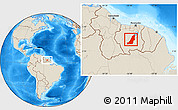 Shaded Relief Location Map of Boven Suriname, within the entire country