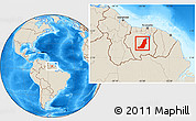 Shaded Relief Location Map of Boven Suriname