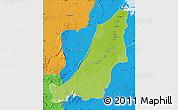 Physical Map of Boven Suriname, political outside