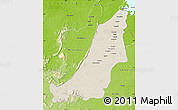 Shaded Relief Map of Boven Suriname, physical outside