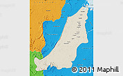 Shaded Relief Map of Boven Suriname, political outside