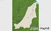 Shaded Relief Map of Boven Suriname, satellite outside