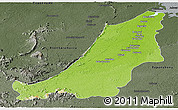 Physical Panoramic Map of Boven Suriname, darken, semi-desaturated