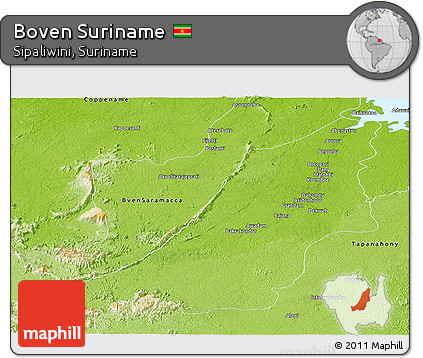 Physical Panoramic Map of Boven Suriname