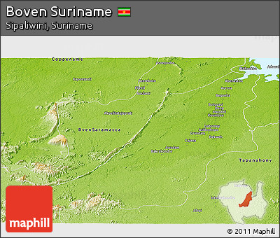 Physical Panoramic Map of Boven Suriname