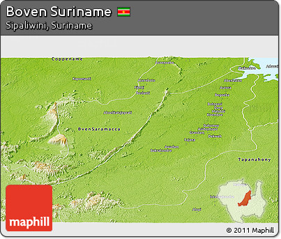 Physical Panoramic Map of Boven Suriname