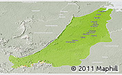 Physical Panoramic Map of Boven Suriname, lighten, semi-desaturated