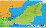 Physical Panoramic Map of Boven Suriname, political outside