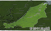 Satellite Panoramic Map of Boven Suriname, darken