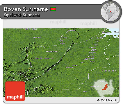 Satellite Panoramic Map of Boven Suriname