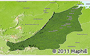 Satellite Panoramic Map of Boven Suriname, physical outside