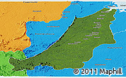 Satellite Panoramic Map of Boven Suriname, political outside
