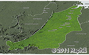 Satellite Panoramic Map of Boven Suriname, semi-desaturated