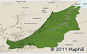 Satellite Panoramic Map of Boven Suriname, shaded relief outside