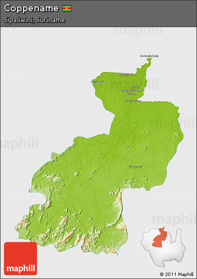 Physical 3D Map of Coppename, single color outside
