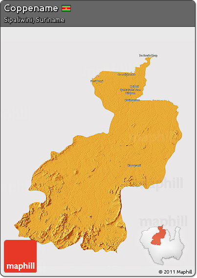 Political 3D Map of Coppename, cropped outside