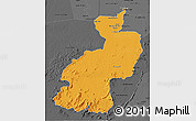 Political 3D Map of Coppename, darken, desaturated